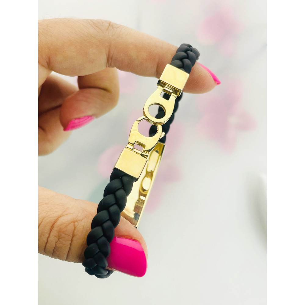 Bransoletka złota z nylonem blaszka do grawerowania