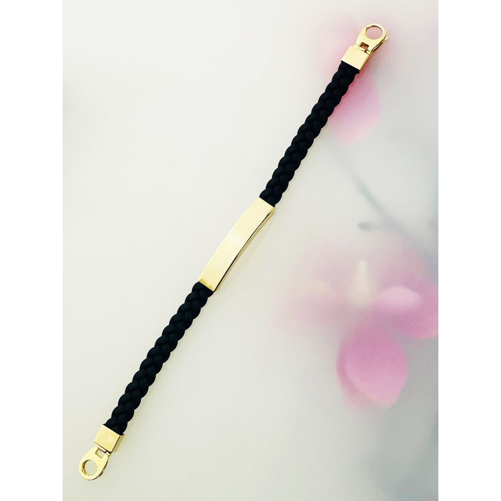 Gold Armband Armkette Goldarmband mit Nylongeflecht und goldener Plakette