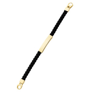 Gold Armband Armkette Goldarmband mit Nylongeflecht und goldener Plakette