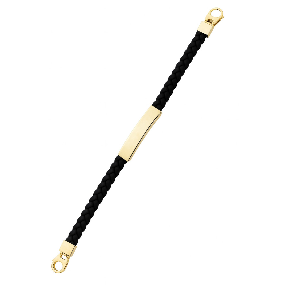 Gold Armband Armkette Goldarmband mit Nylongeflecht und goldener Plakette