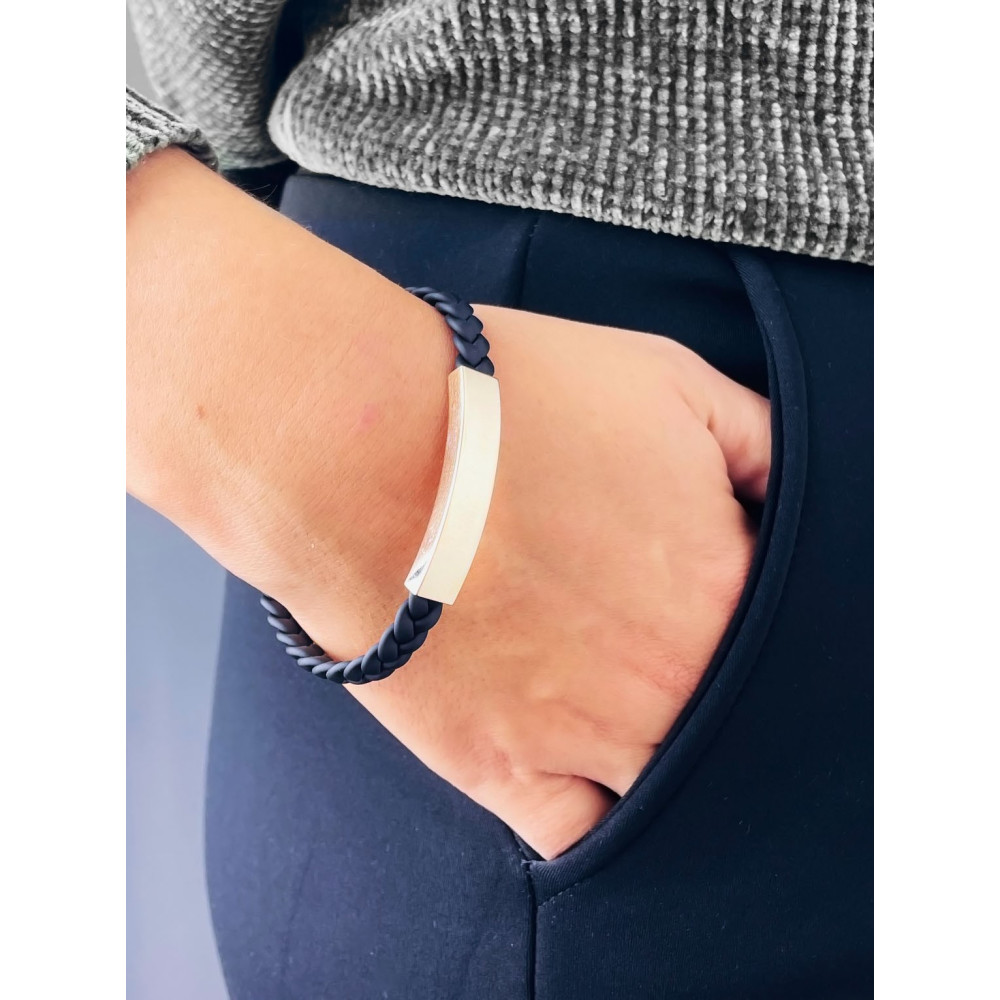 Gold Armband Armkette Goldarmband mit Nylongeflecht und goldener Plakette