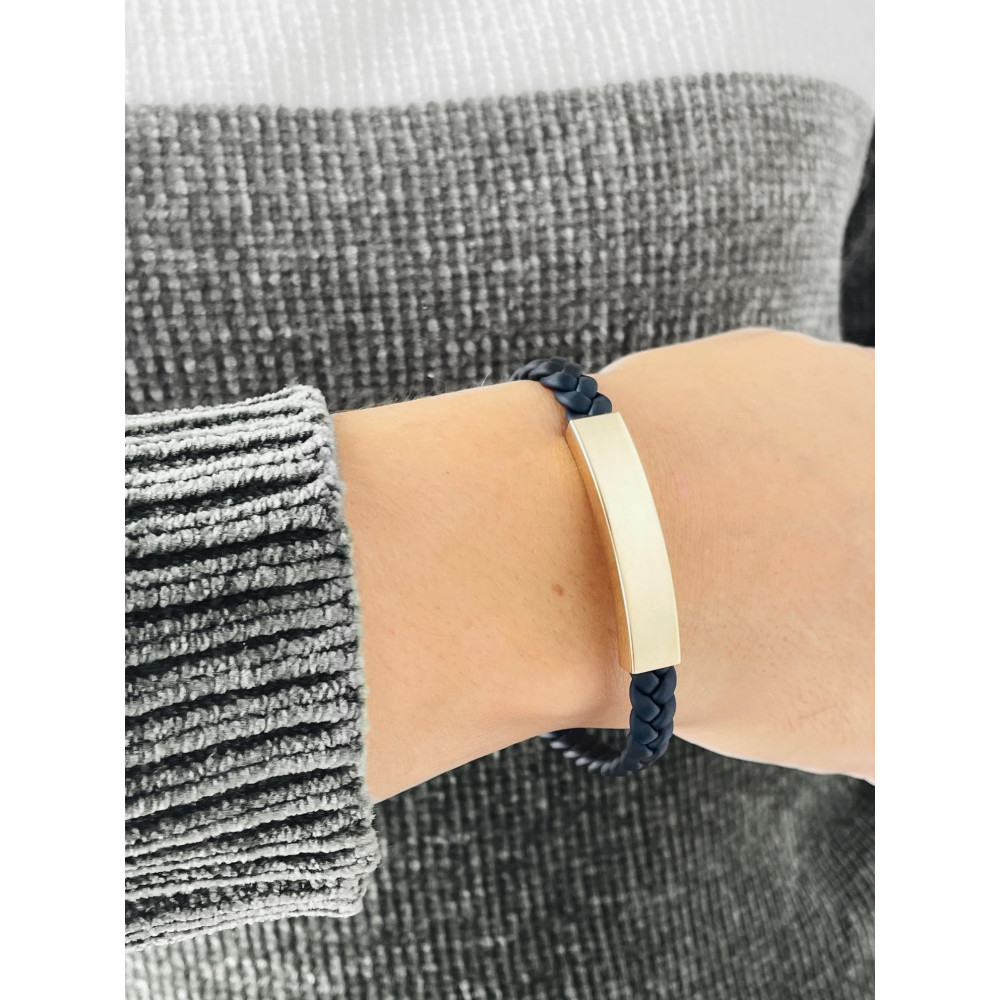 Gold Armband Armkette Goldarmband mit Nylongeflecht und goldener Plakette