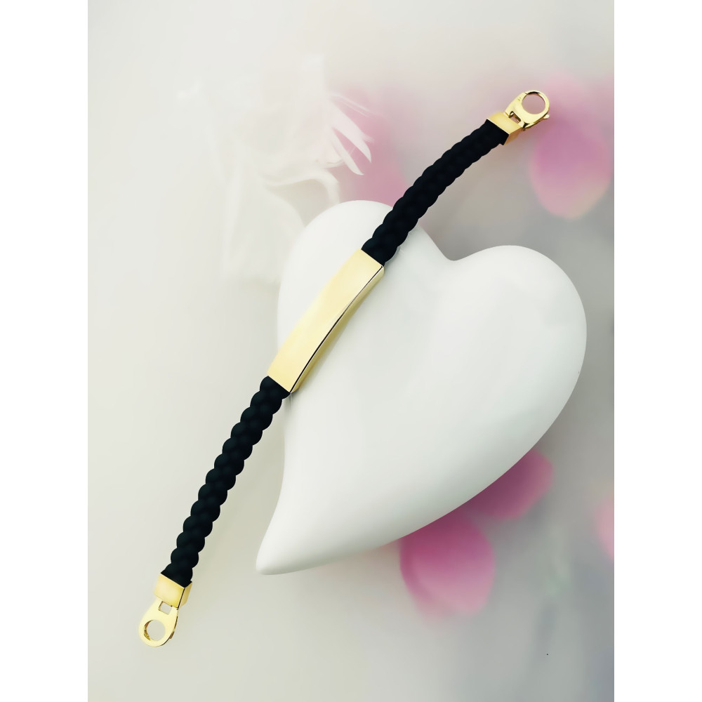 Gold Armband Armkette Goldarmband mit Nylongeflecht und goldener Plakette