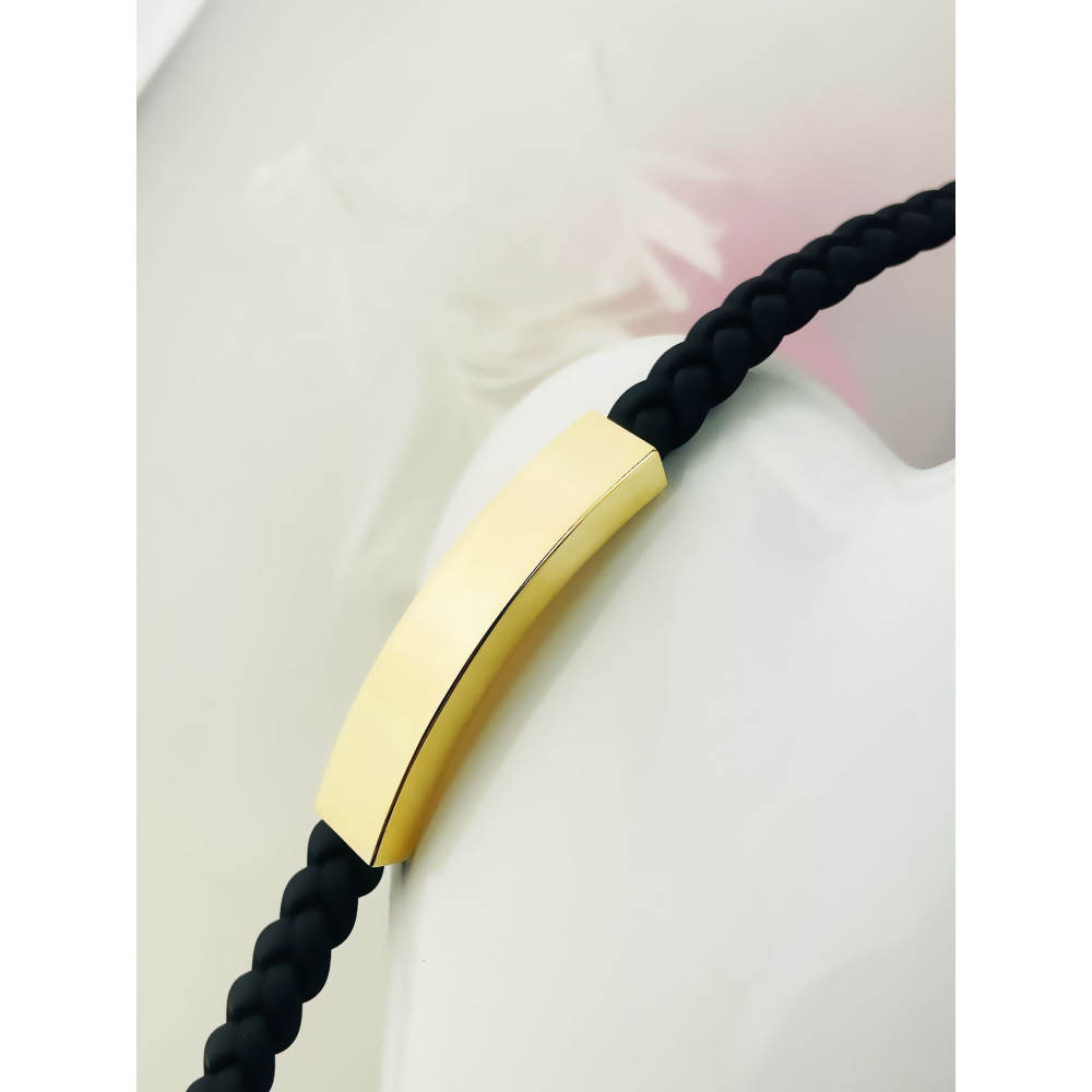 Gold Armband Armkette Goldarmband mit Nylongeflecht und goldener Plakette