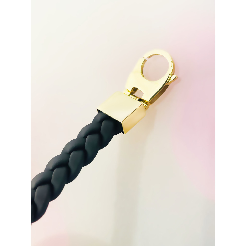 Gold Armband Armkette Goldarmband mit Nylongeflecht und goldener Plakette