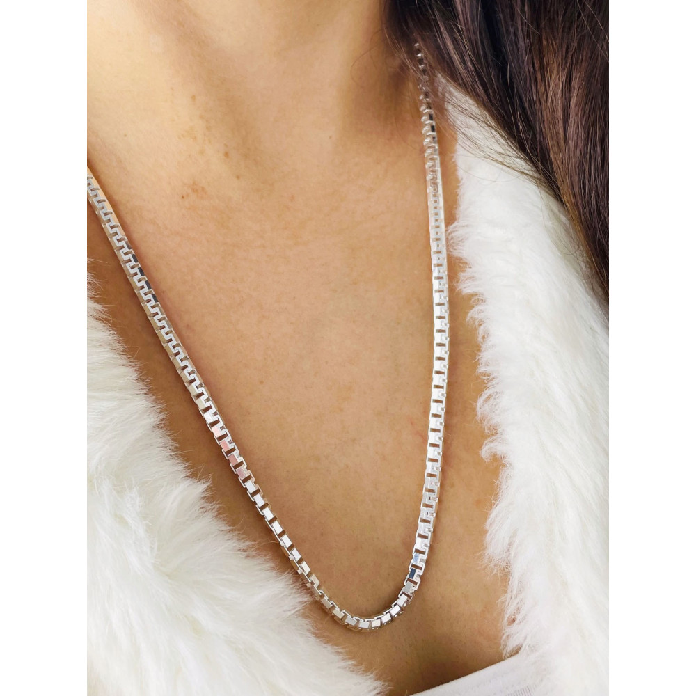 925 Silber Farbbandkette Halskette Collier