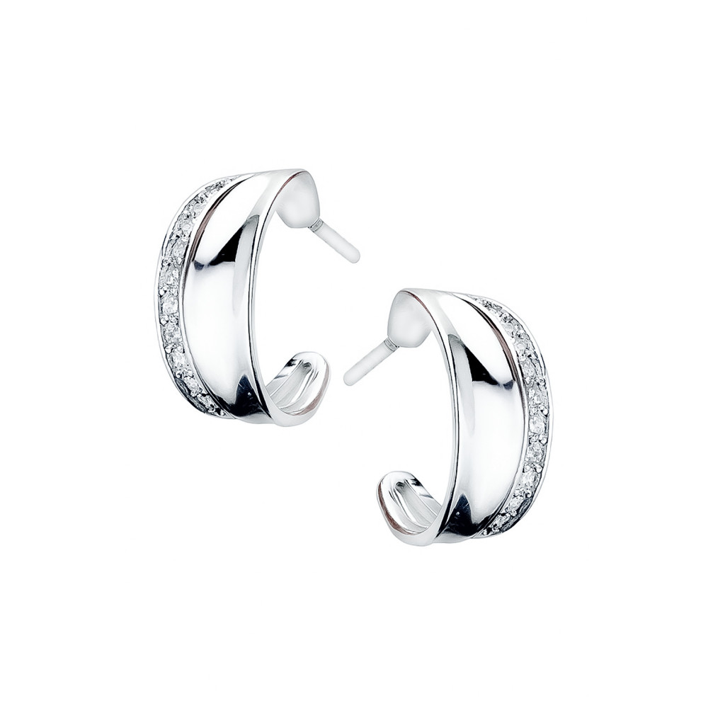 925 Silber Ohrringe Halbkreise mit Zirkonia