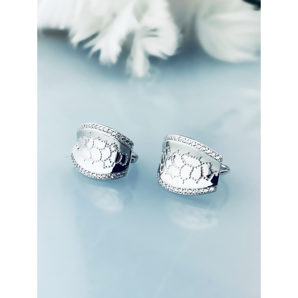 925 Silber Ohrringe Marmormuster mit Zirkonia