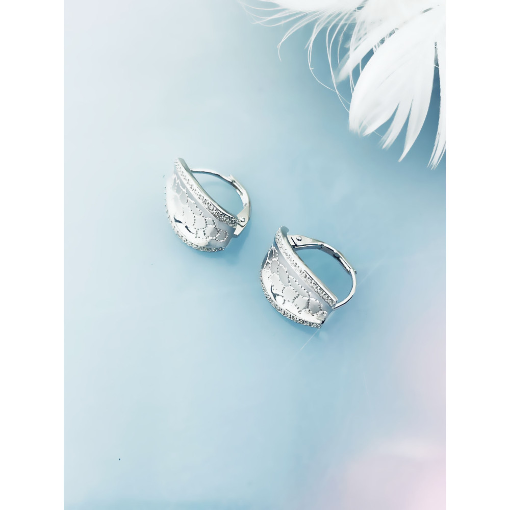 925 Silber Ohrringe Marmormuster mit Zirkonia