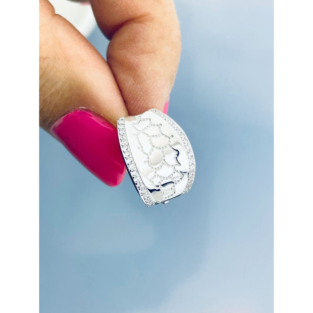 925 Silber Ohrringe Marmormuster mit Zirkonia