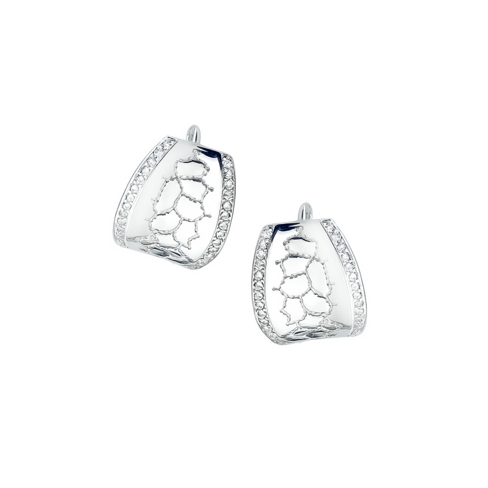 925 Silber Ohrringe Marmormuster mit Zirkonia