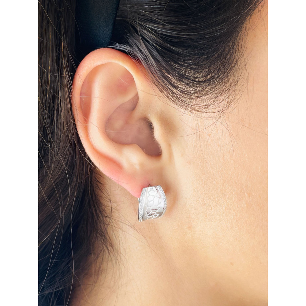 925 Silber Ohrringe Marmormuster mit Zirkonia