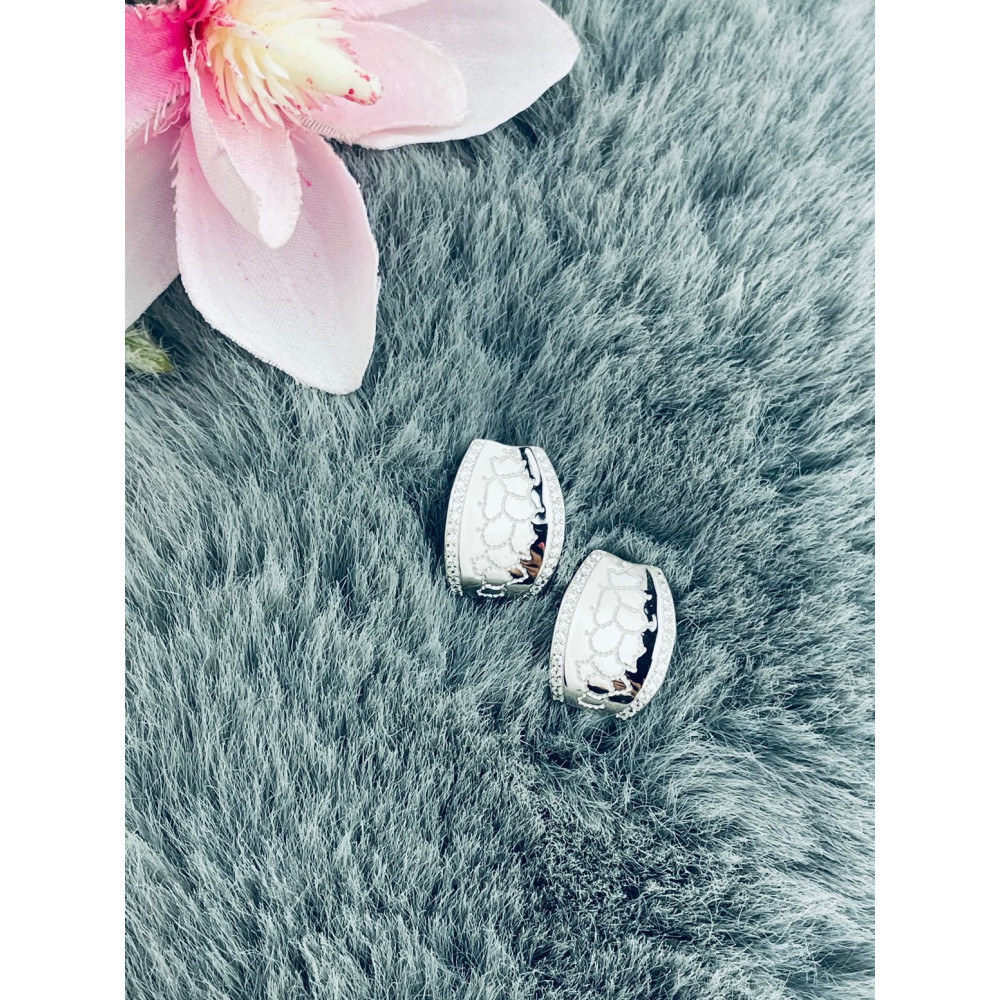 925 Silber Ohrringe Marmormuster mit Zirkonia