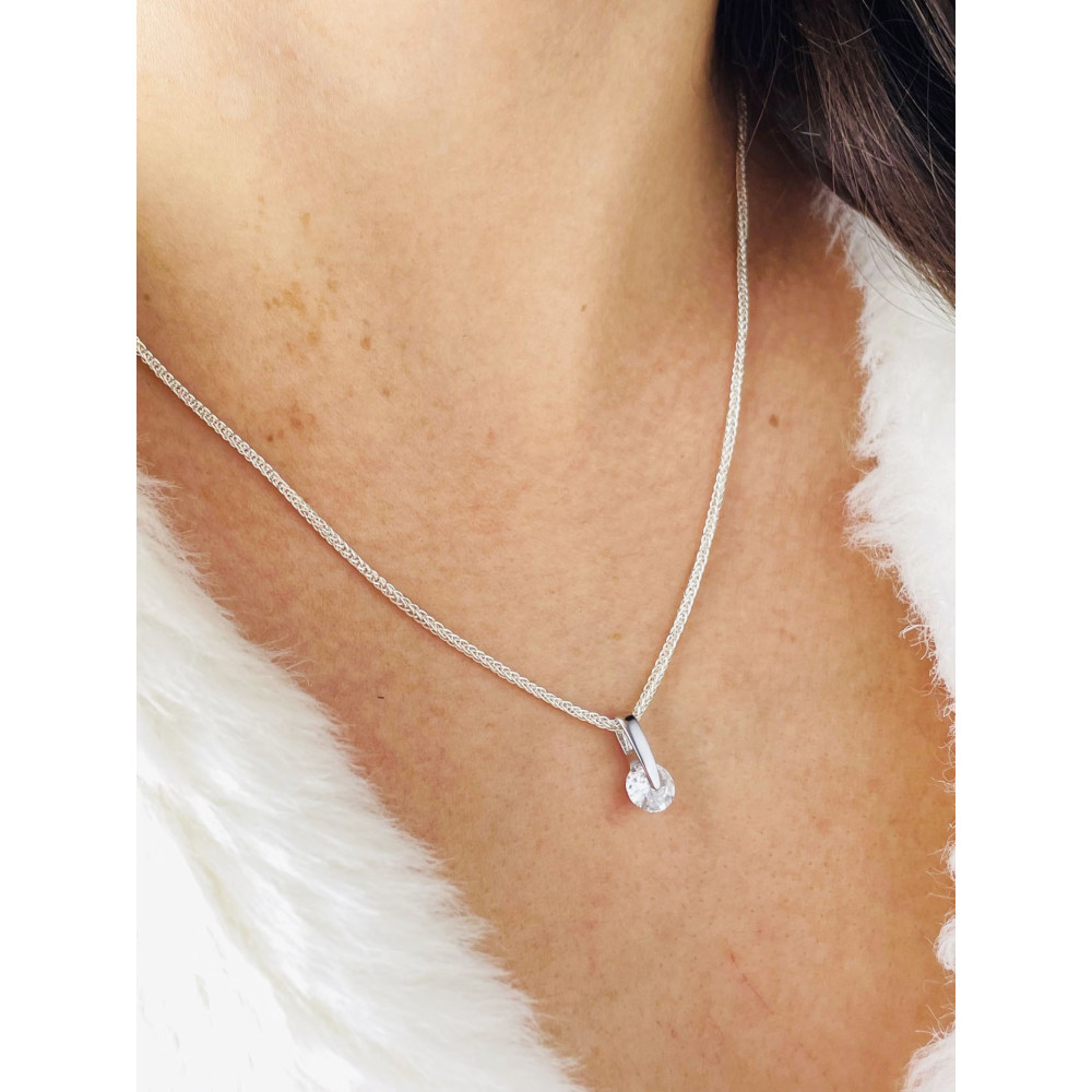 Silber Damen Medaillon Anhänger mit Zirkonia