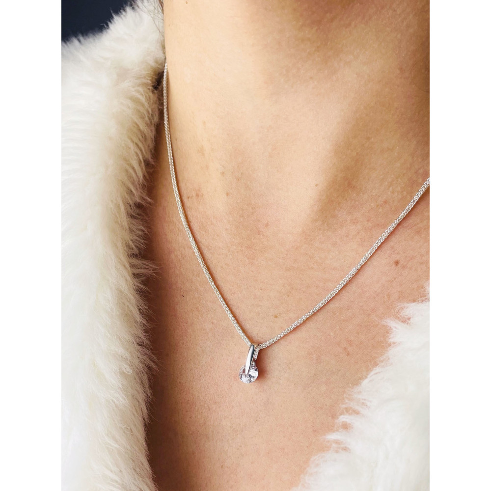 Silber Damen Medaillon Anhänger mit Zirkonia