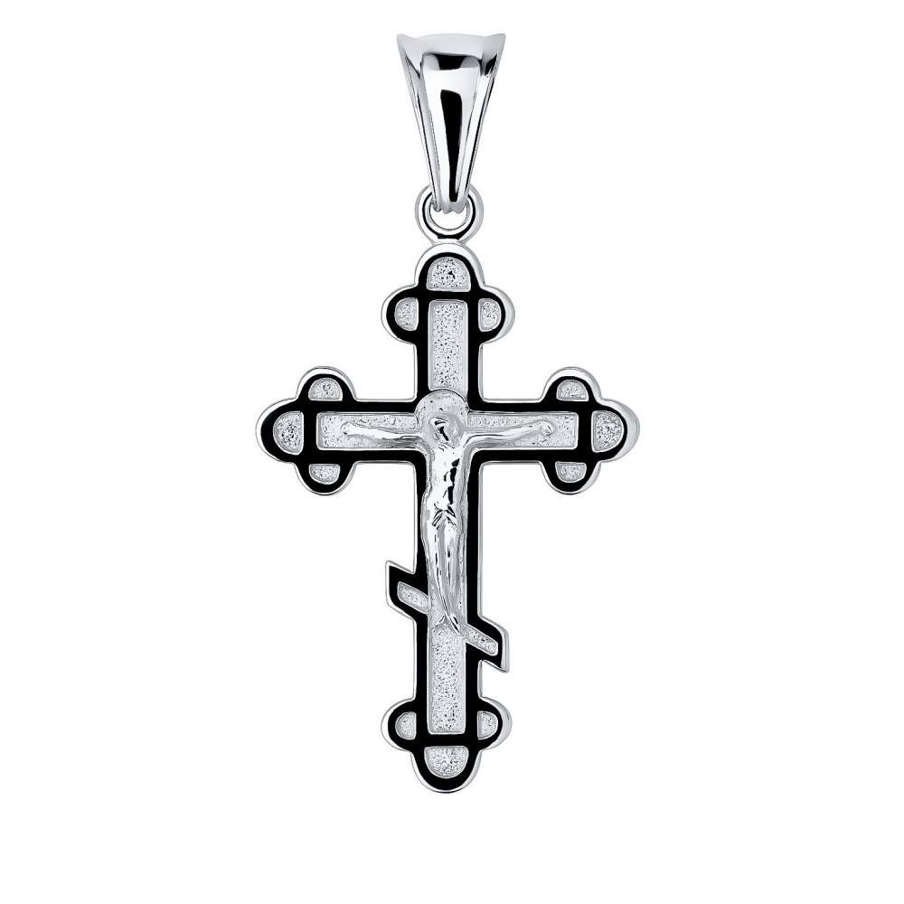 Silber Anhänger orthodoxes Kreuz mit Jesus Christus Erstkommunion Taufe