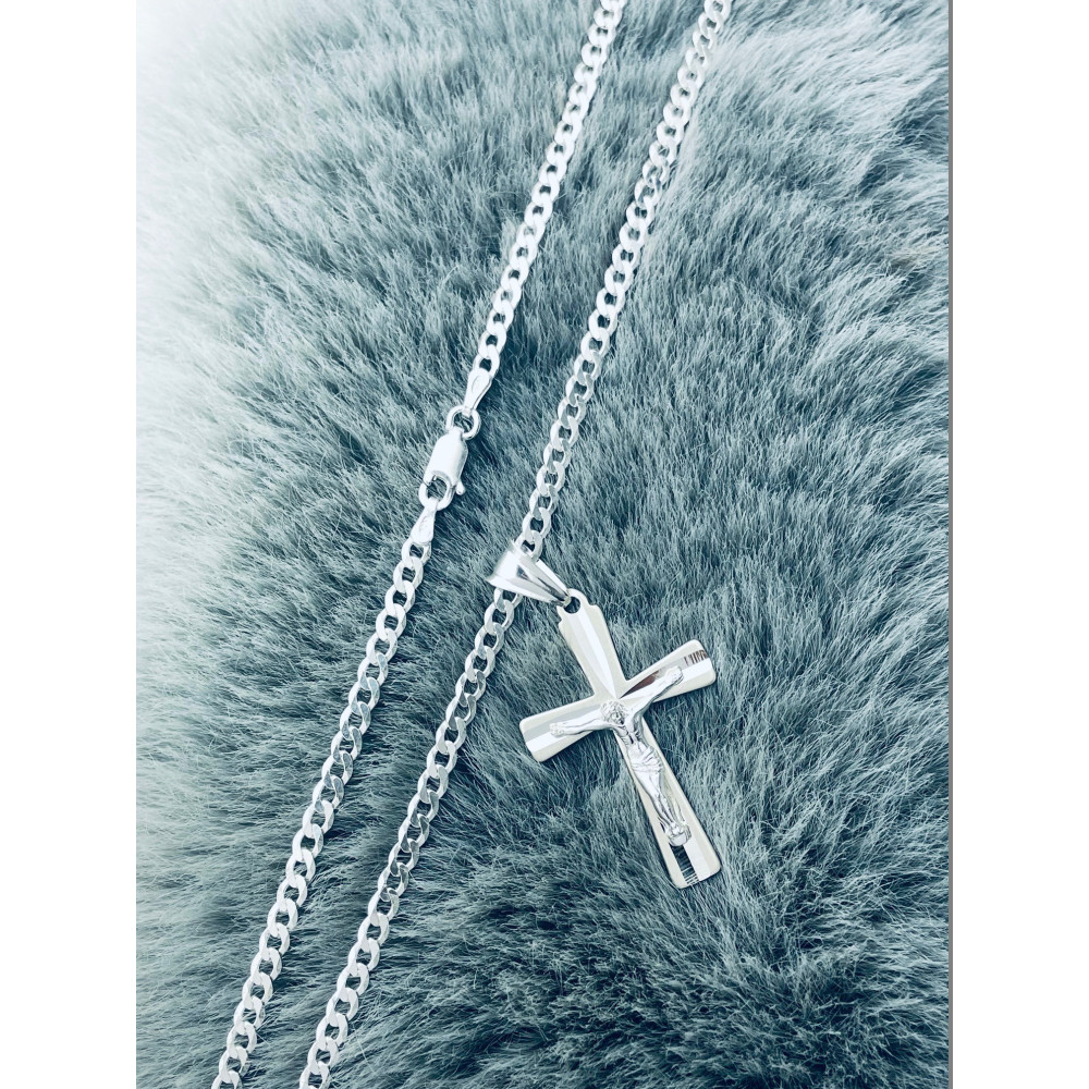 925 Silber Anhänger Kreuz mit Jesus