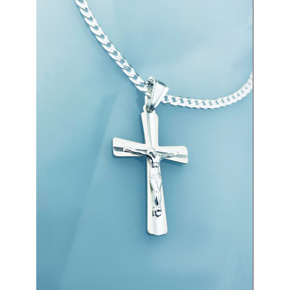 925 Silber Anhänger Kreuz mit Jesus