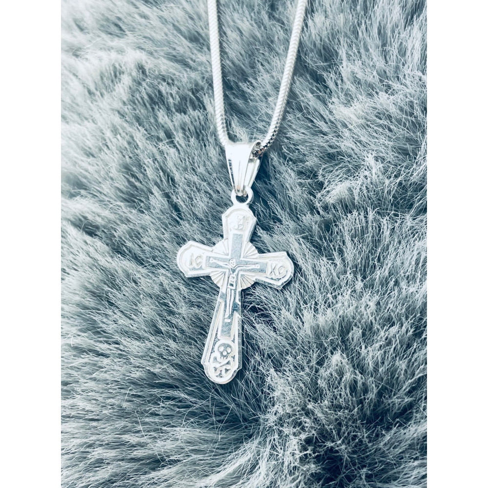 925 Silber Anhänger orthodoxes Kreuz Jesus Christus Taufe