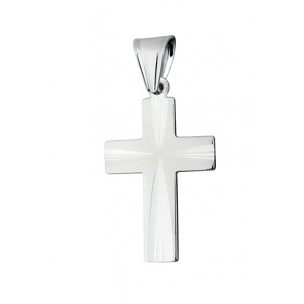 Srebrny krzyżyk prosty frezowany Komunia Chrzest