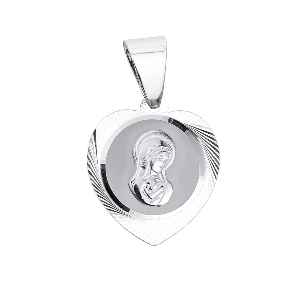 925 Silber Halskette mit Spiga-kette und Anhänger Madonna Maria Erstkommunion Taufe