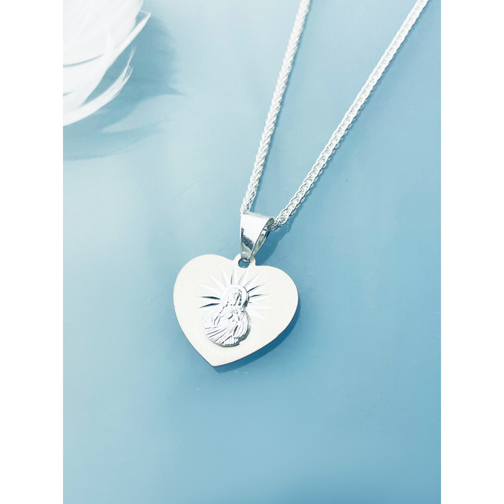 copy of copy of Srebrny komplet naszyjnik łańcuszek rombo zawieszka Archanioł Michał