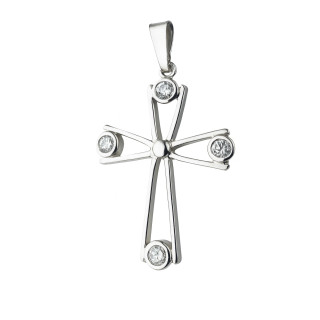 Silber 925er Anhänger Kreuz  mit Zirkonia Erstkommunion Taufe