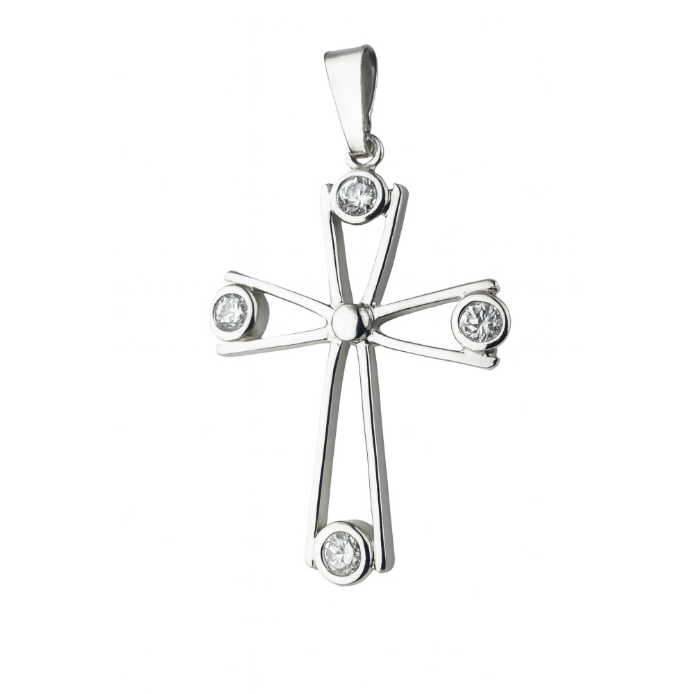 Silber 925er Anhänger Kreuz  mit Zirkonia Erstkommunion Taufe