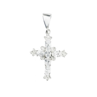 Silber 925er Anhänger Kreuz  mit Zirkonia Erstkommunion Taufe