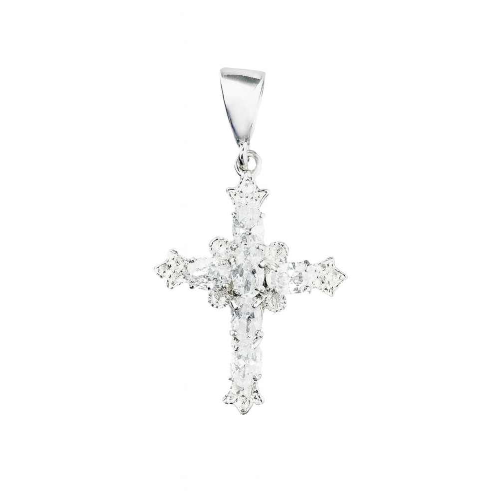 Silber 925er Anhänger Kreuz  mit Zirkonia Erstkommunion Taufe