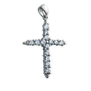 Silber 925er Anhänger Kreuz  mit Zirkonia Erstkommunion Taufe