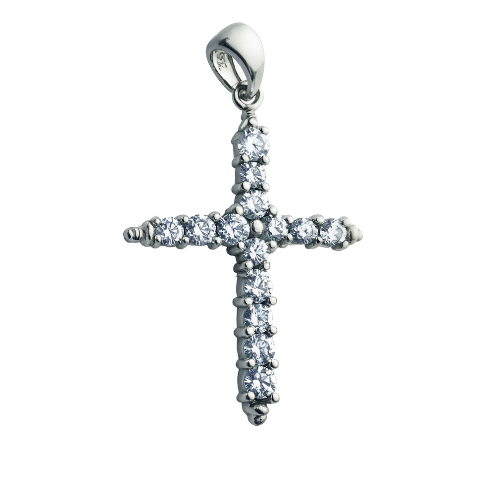 Silber 925er Anhänger Kreuz  mit Zirkonia Erstkommunion Taufe