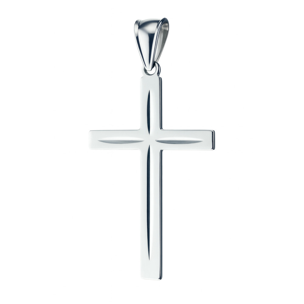Srebrny krzyżyk prosty frezowany Komunia Chrzest