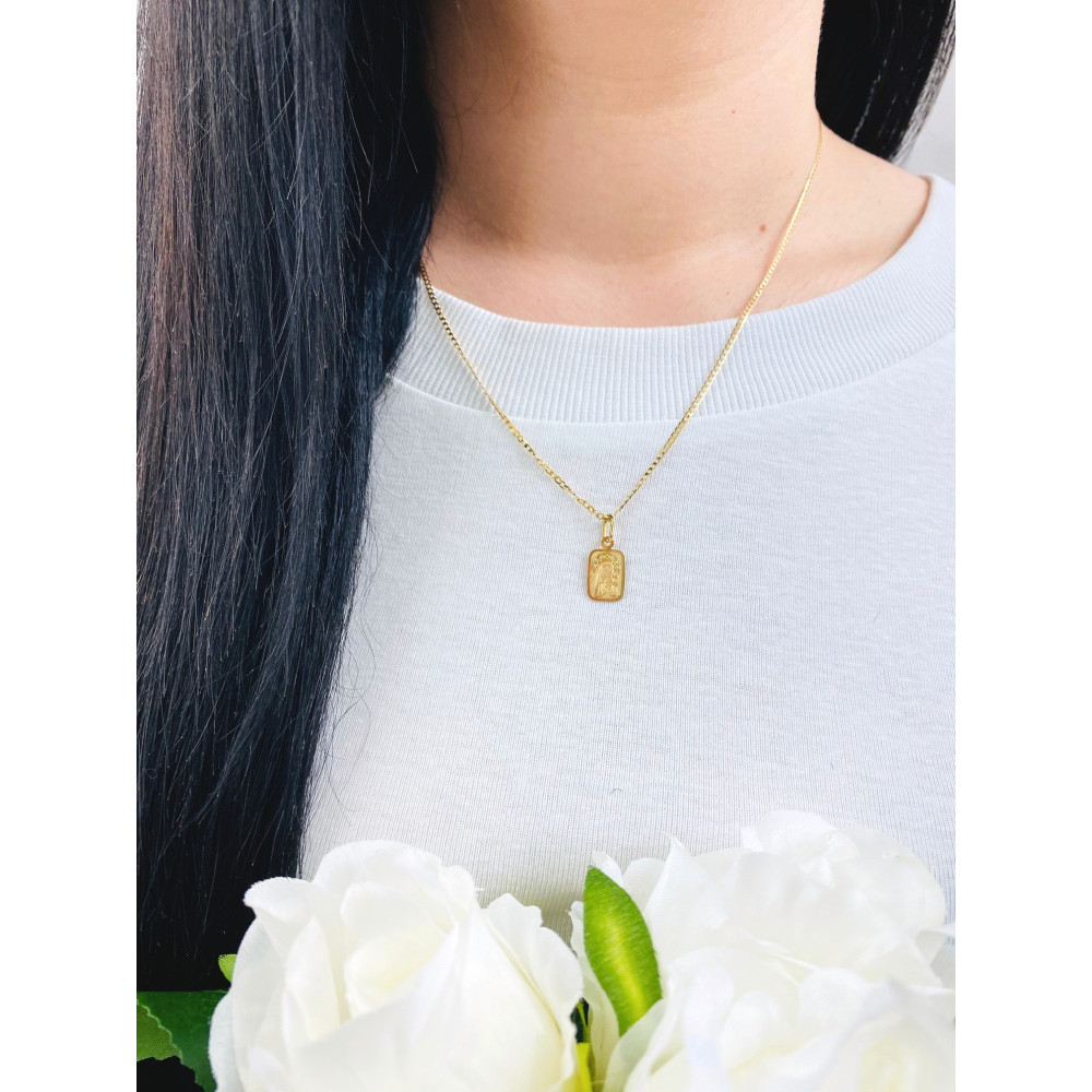 Złoty Medalik Zawieszka Matka Boska z Dzieciątkiem Jezus