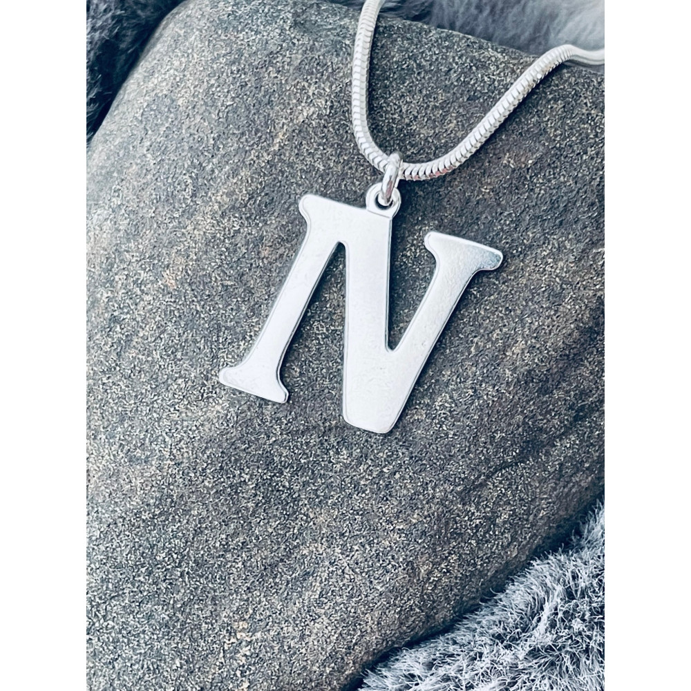 Srebrny wisiorek zawieszka literka N