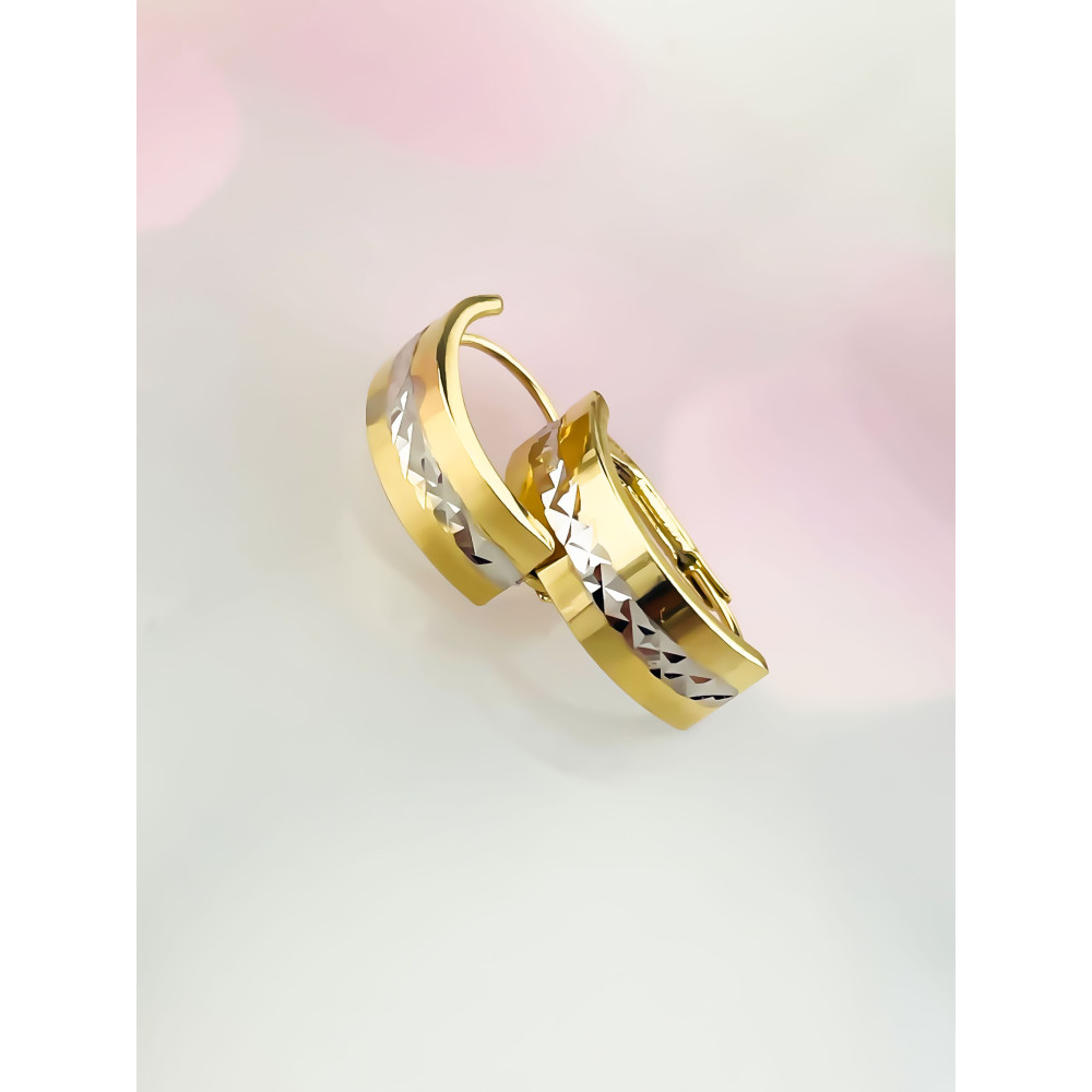 zweifarbig Gold Ohrringe Ohrhänger Ohrstecker Ohrschmuck Paar Gelbgold 585er 14KT