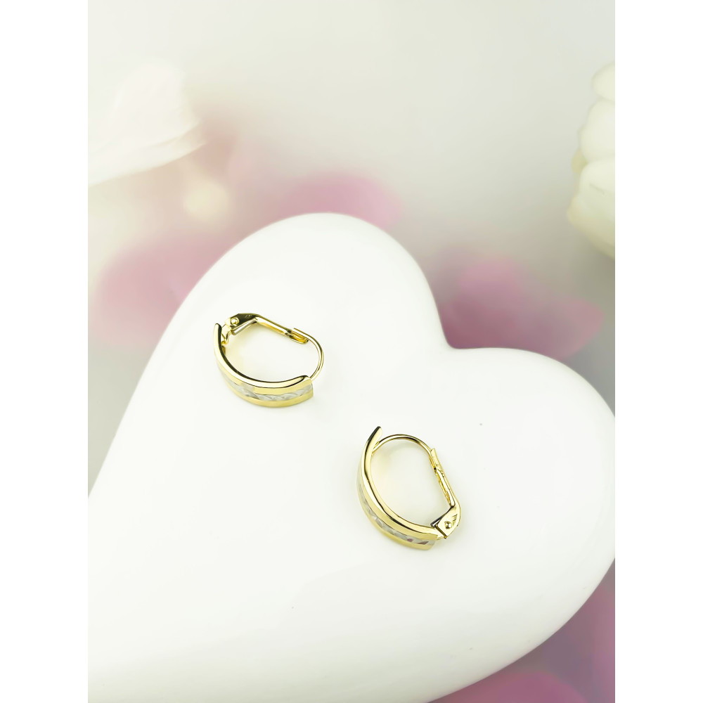 zweifarbig Gold Ohrringe Ohrhänger Ohrstecker Ohrschmuck Paar Gelbgold 585er 14KT