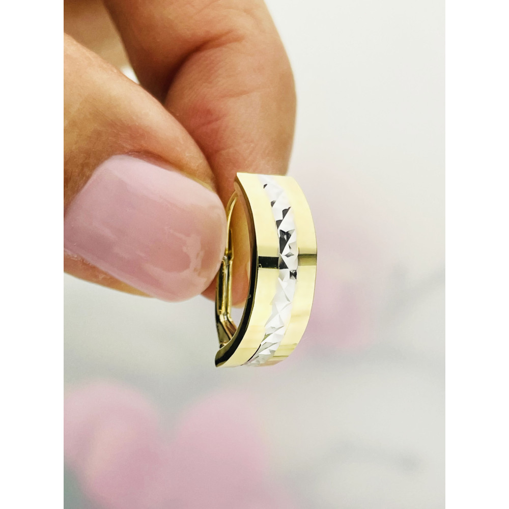 zweifarbig Gold Ohrringe Ohrhänger Ohrstecker Ohrschmuck Paar Gelbgold 585er 14KT