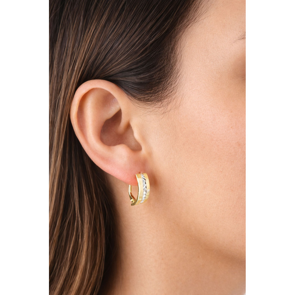 zweifarbig Gold Ohrringe Ohrhänger Ohrstecker Ohrschmuck Paar Gelbgold 585er 14KT