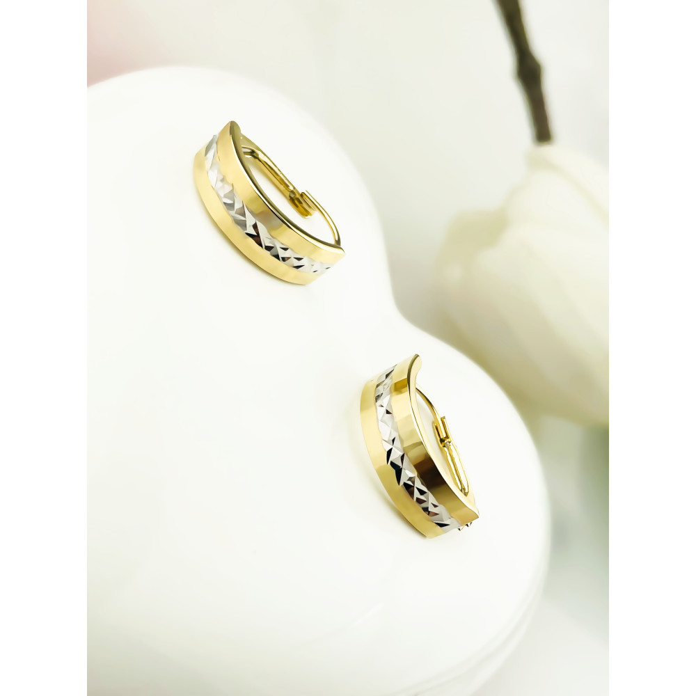 zweifarbig Gold Ohrringe Ohrhänger Ohrstecker Ohrschmuck Paar Gelbgold 585er 14KT