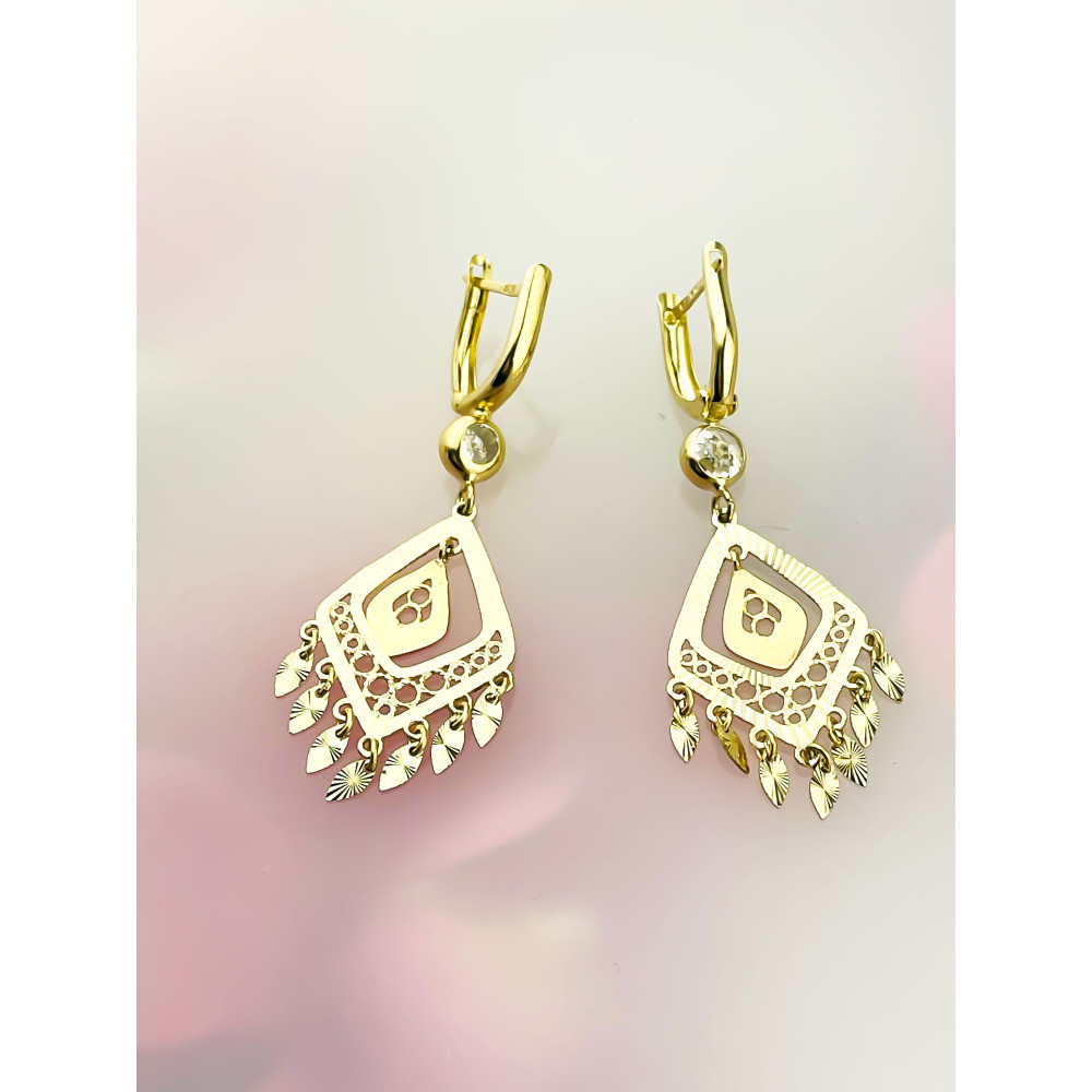 old Ohrringe mit Zirkonia Ohrhänger Ohrstecker Ohrschmuck Paar Gelbgold 585er 14KT