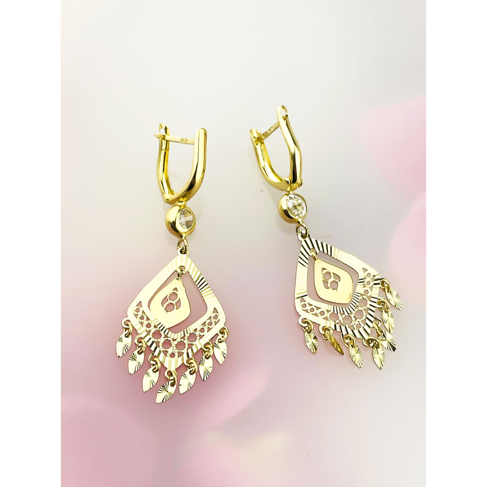 old Ohrringe mit Zirkonia Ohrhänger Ohrstecker Ohrschmuck Paar Gelbgold 585er 14KT