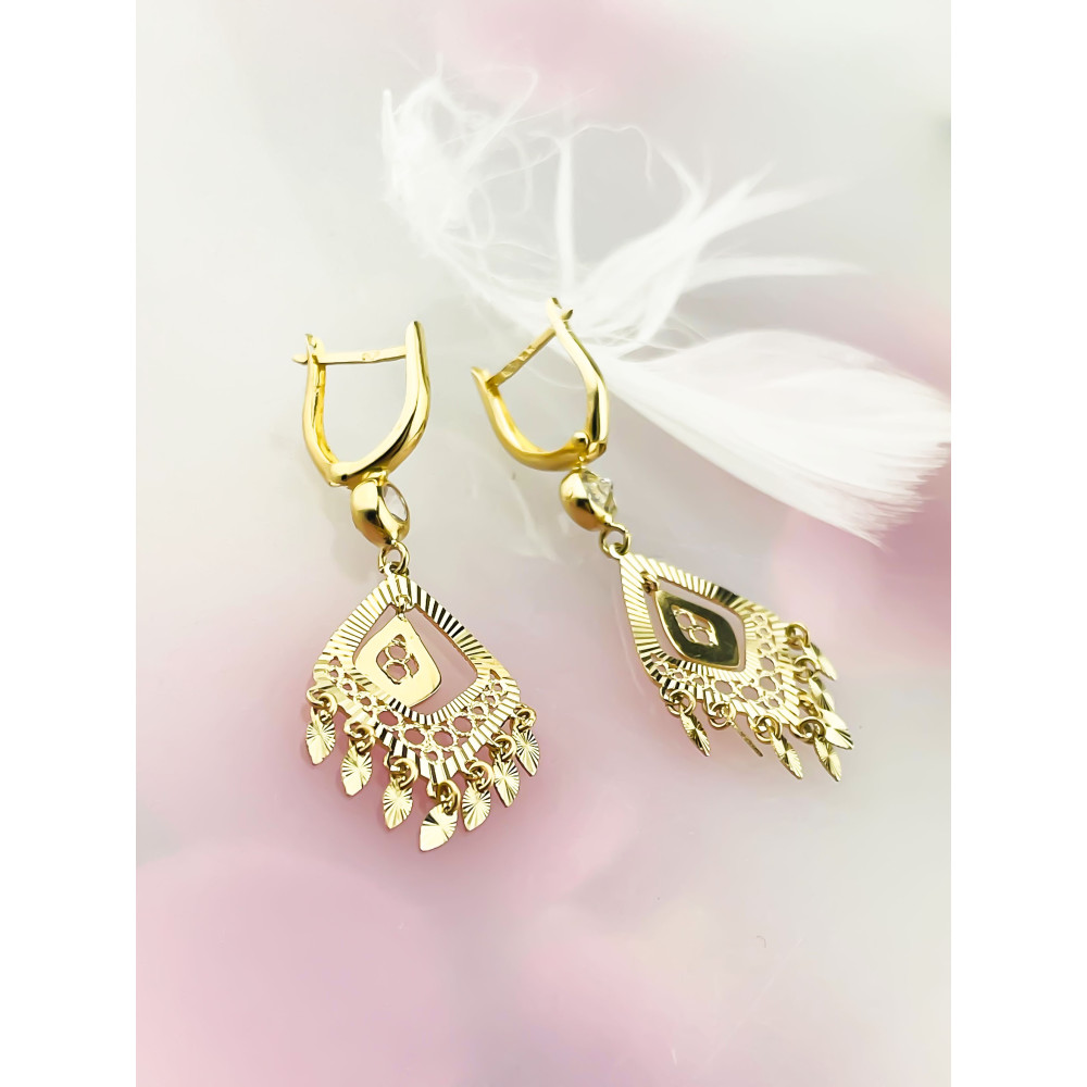 old Ohrringe mit Zirkonia Ohrhänger Ohrstecker Ohrschmuck Paar Gelbgold 585er 14KT