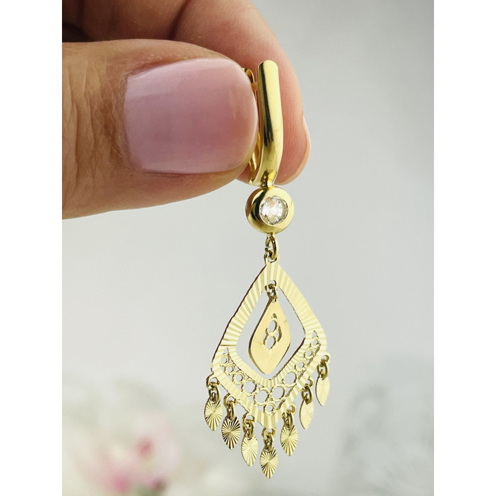 old Ohrringe mit Zirkonia Ohrhänger Ohrstecker Ohrschmuck Paar Gelbgold 585er 14KT