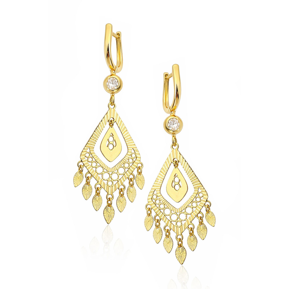 old Ohrringe mit Zirkonia Ohrhänger Ohrstecker Ohrschmuck Paar Gelbgold 585er 14KT