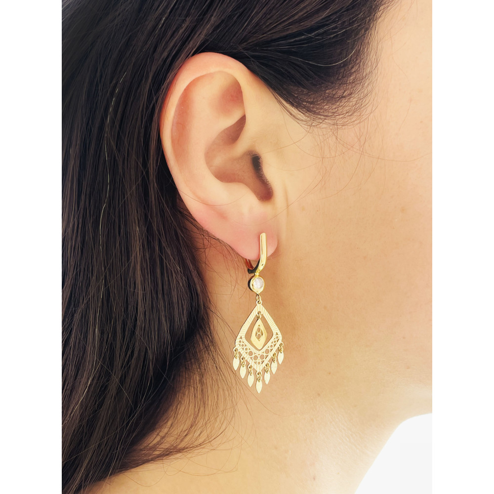 old Ohrringe mit Zirkonia Ohrhänger Ohrstecker Ohrschmuck Paar Gelbgold 585er 14KT