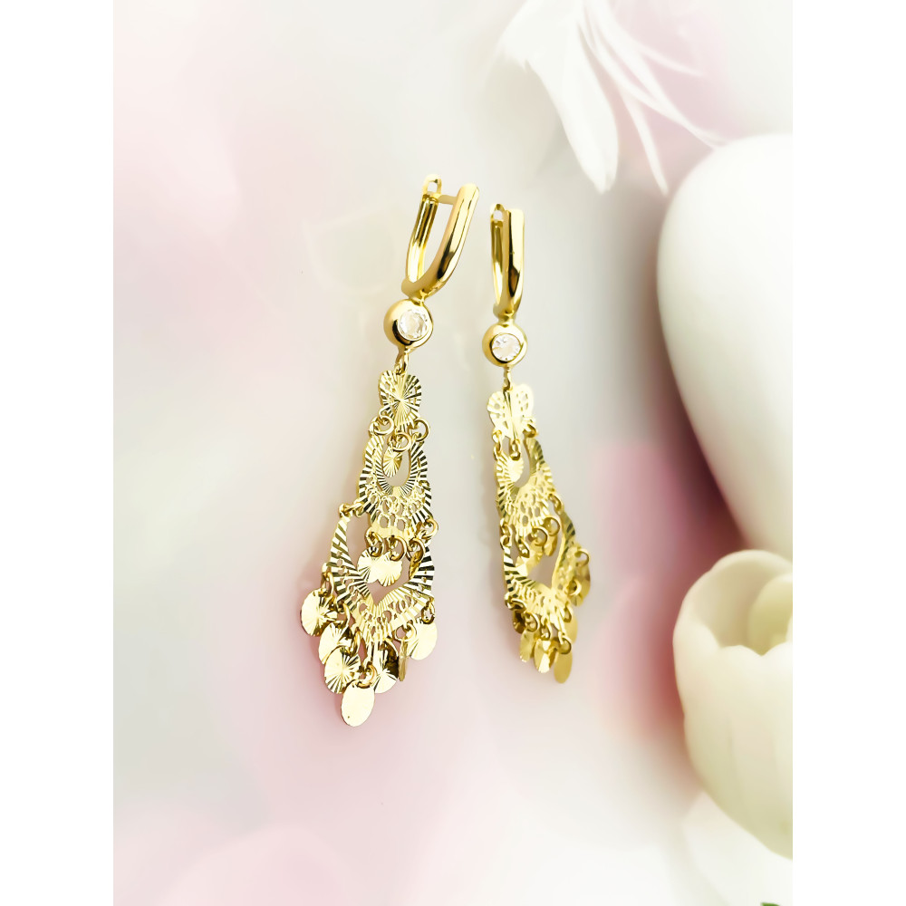 Gold Ohrringe mit Zirkonia Ohrhänger Ohrstecker Ohrschmuck Paar Gelbgold 585er 14KT