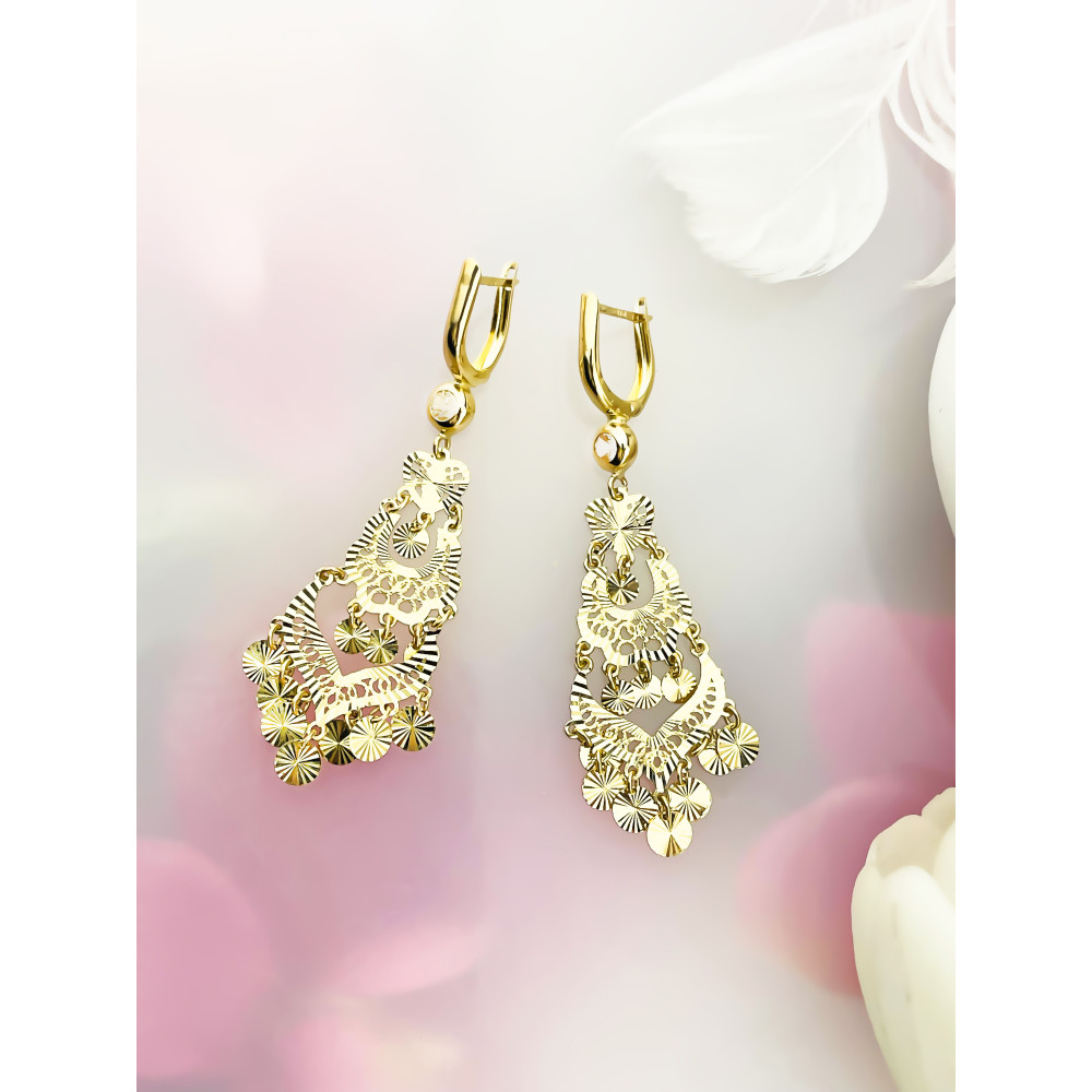 Gold Ohrringe mit Zirkonia Ohrhänger Ohrstecker Ohrschmuck Paar Gelbgold 585er 14KT