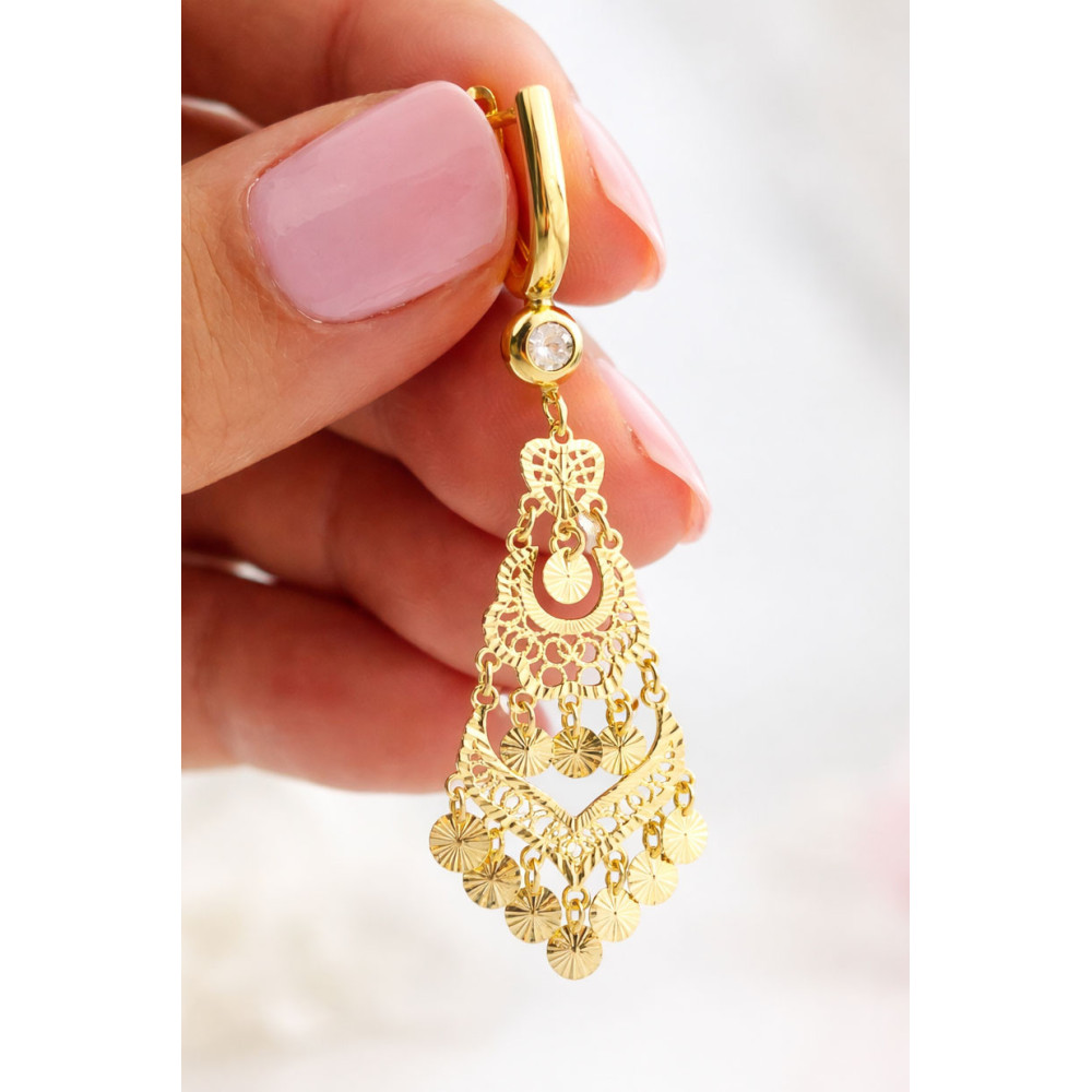 Gold Ohrringe mit Zirkonia Ohrhänger Ohrstecker Ohrschmuck Paar Gelbgold 585er 14KT