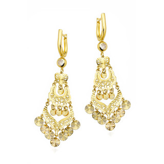 Gold Ohrringe mit Zirkonia Ohrhänger Ohrstecker Ohrschmuck Paar Gelbgold 585er 14KT